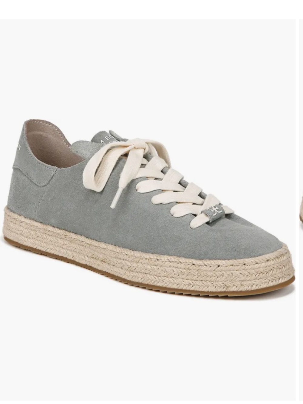Grey Suede Espadrille Sneaker with Cream Laces by Sam Edelman